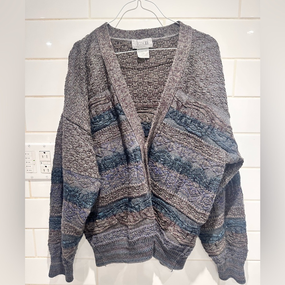 Title:
Vintage Tosani Wool Blend Marled Knit Cardigan Oversized Cozy Fit Large - Picture 1 of 4